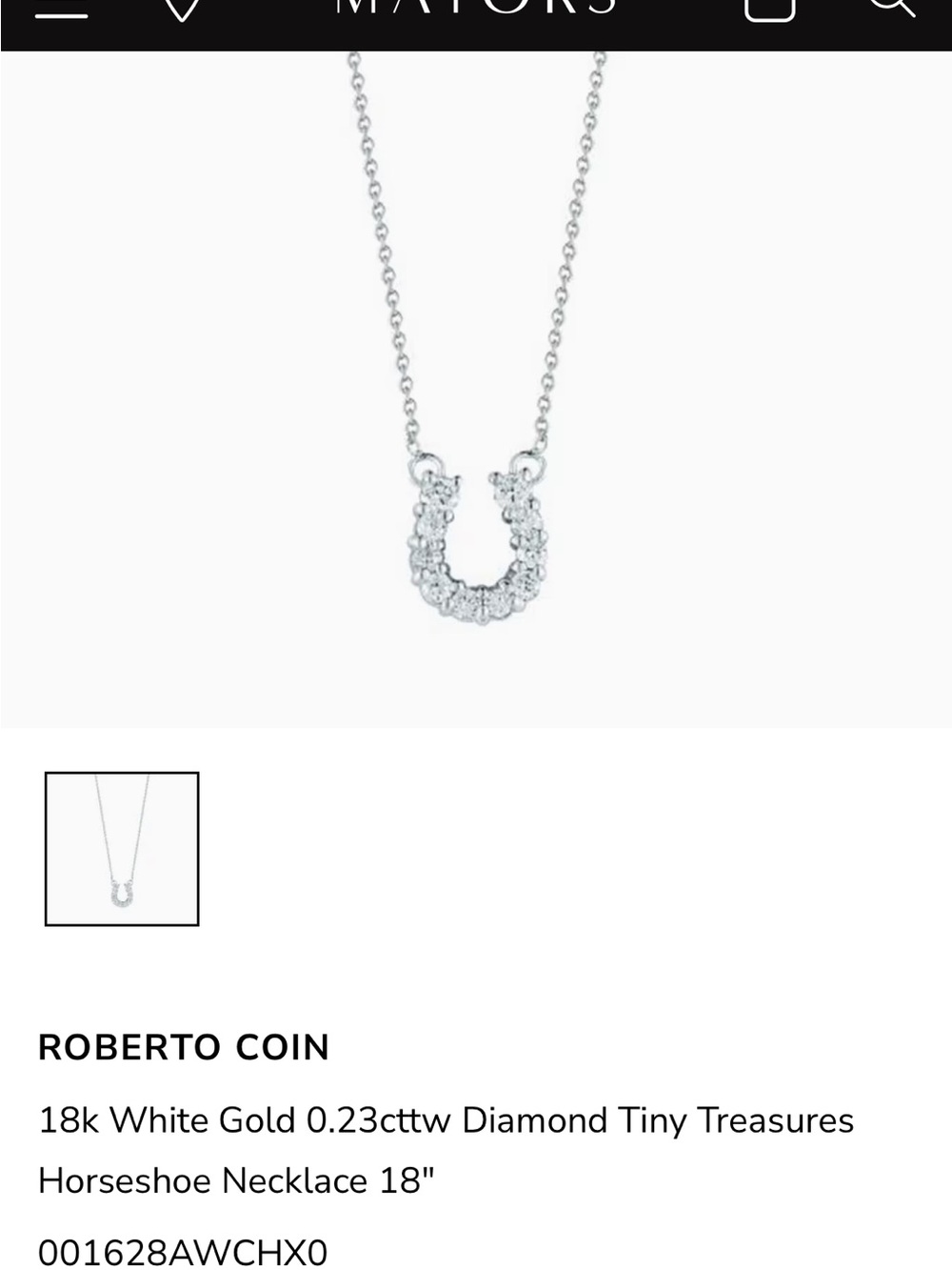 Roberto Coin Diamond Horseshoe Necklace with Rose gold chain